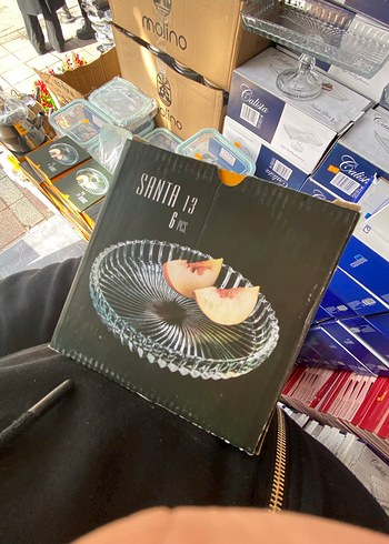 Soyut Desenli Beyaz Cam Tabak 6 lı fıyatıdır - Görsel 4