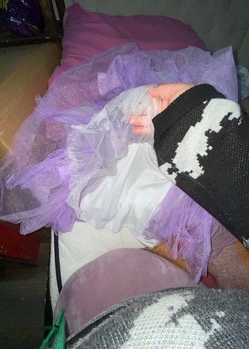 Çocuklar için Mor Baskılı Fırfırlı Elbise 5/7 yaş arasına çok - Görsel 6