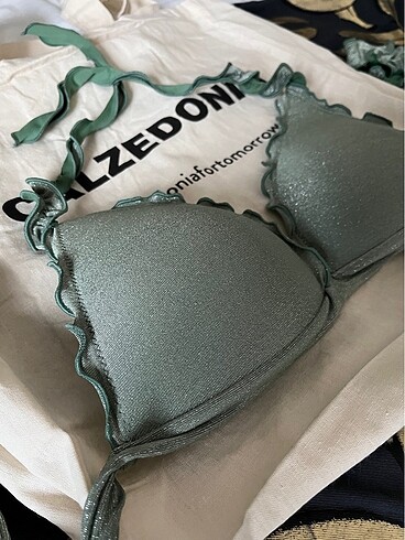 Yeşil Simli Bikini Takım