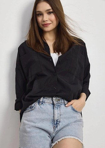 Siyah kadın gömlek - Görsel 3