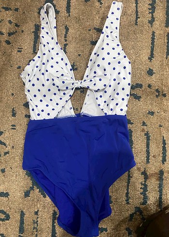 Mavi Puantiyeli Kadın Mayo - Görsel 2