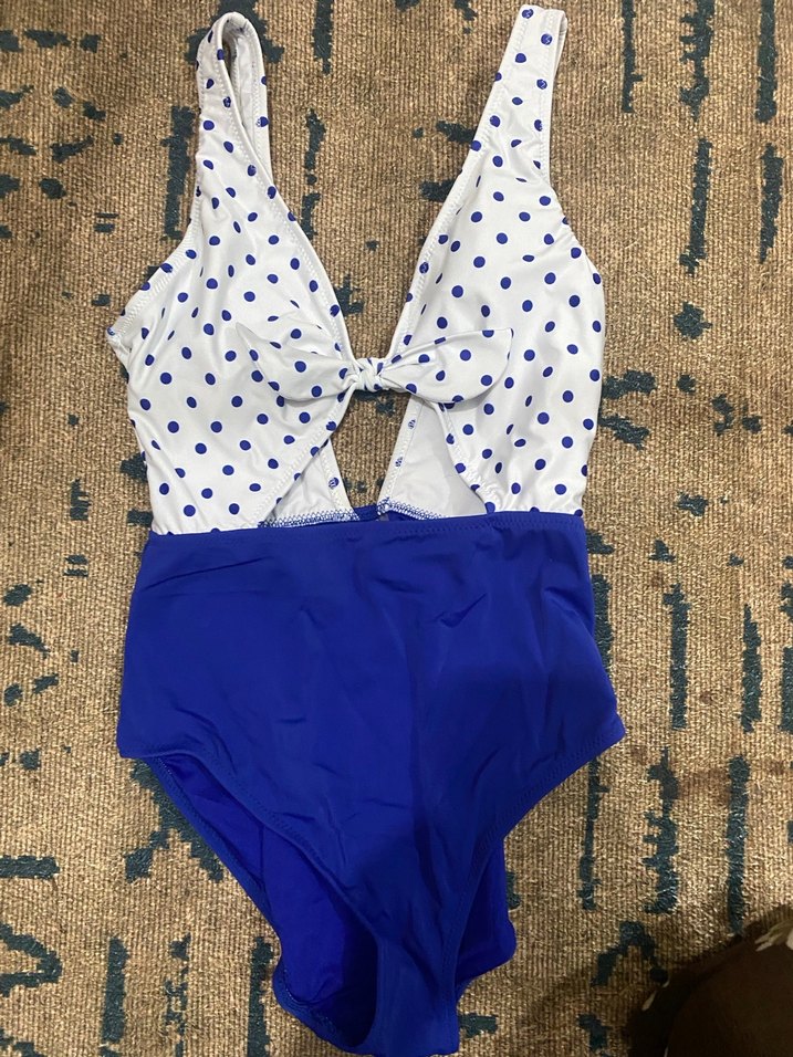 Mavi Puantiyeli Kadın Mayo - Görsel 2