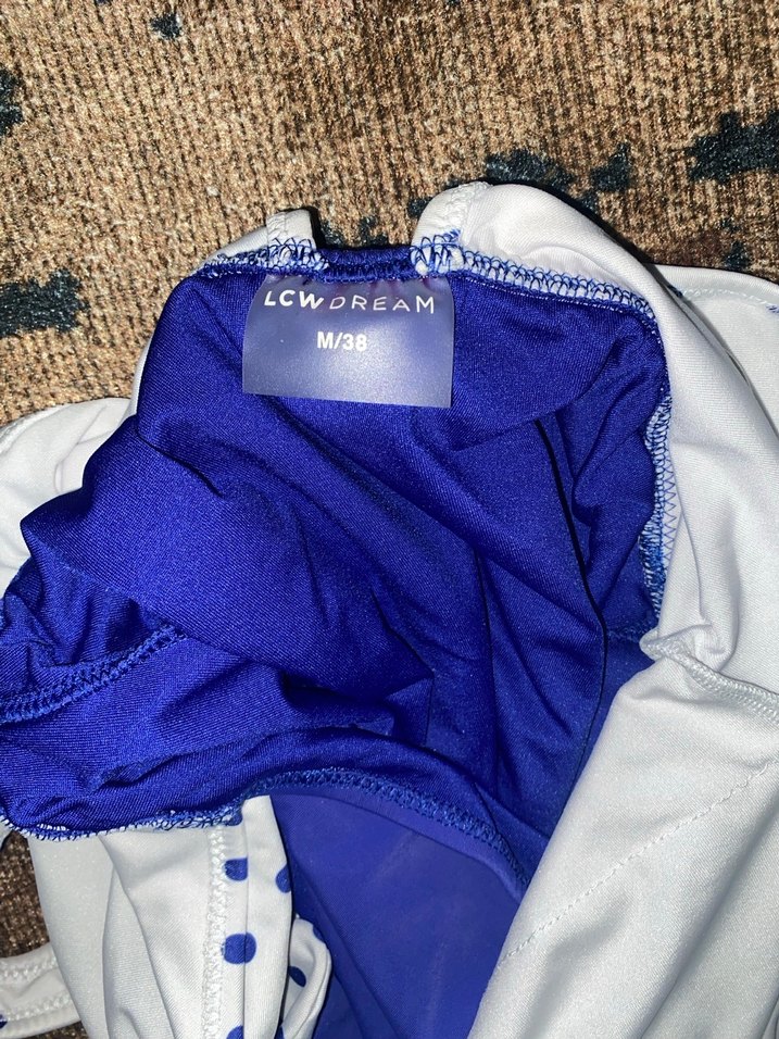 Mavi Puantiyeli Kadın Mayo - Görsel 5