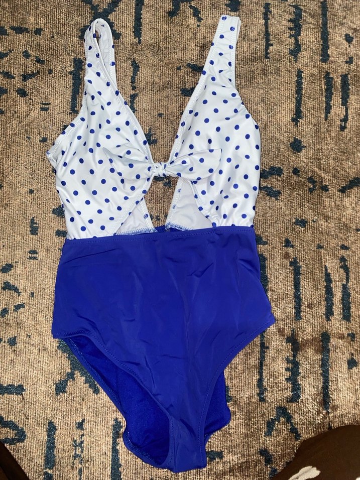 Mavi Puantiyeli Kadın Mayo - Görsel 3