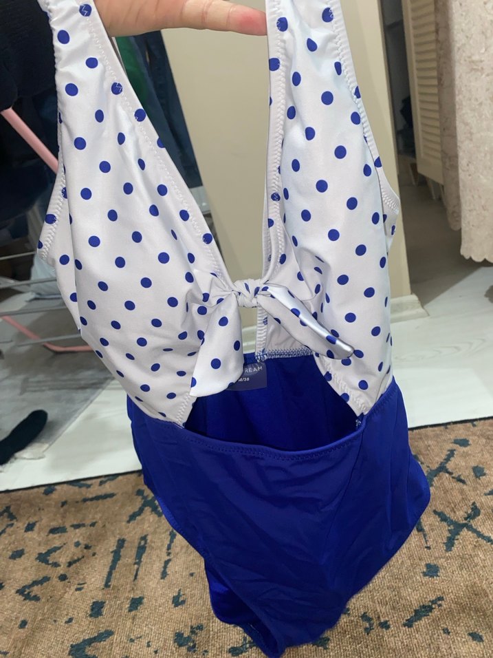 Mavi Puantiyeli Kadın Mayo - Görsel 4