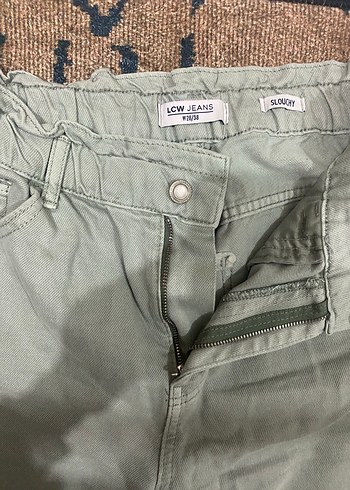 Pamuklu yüksek bel bol kesim midi pantolon sıfır sayılır - Görsel 5