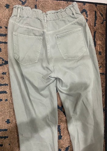 Pamuklu yüksek bel bol kesim midi pantolon sıfır sayılır - Görsel 6