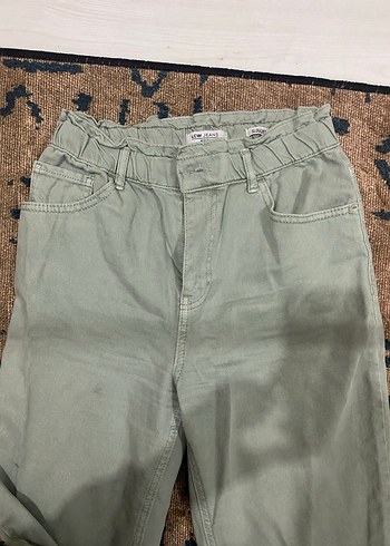 Pamuklu yüksek bel bol kesim midi pantolon sıfır sayılır - Görsel 4