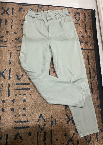 Pamuklu yüksek bel bol kesim midi pantolon sıfır sayılır - Görsel 2