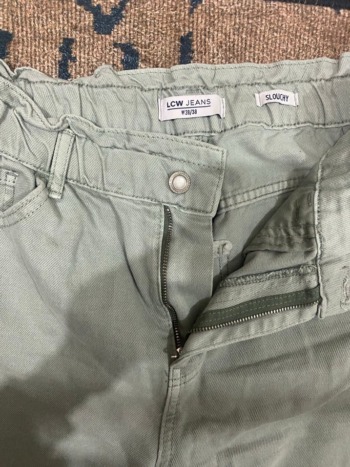 Pamuklu yüksek bel bol kesim midi pantolon sıfır sayılır - Görsel 5