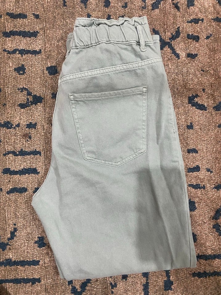 Pamuklu yüksek bel bol kesim midi pantolon sıfır sayılır - Görsel 3