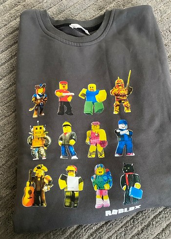 Roblox Baskılı Gri Erkek kız farketmez Sweatshirt - Görsel 6