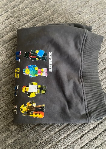 Roblox Baskılı Gri Erkek kız farketmez Sweatshirt - Görsel 5