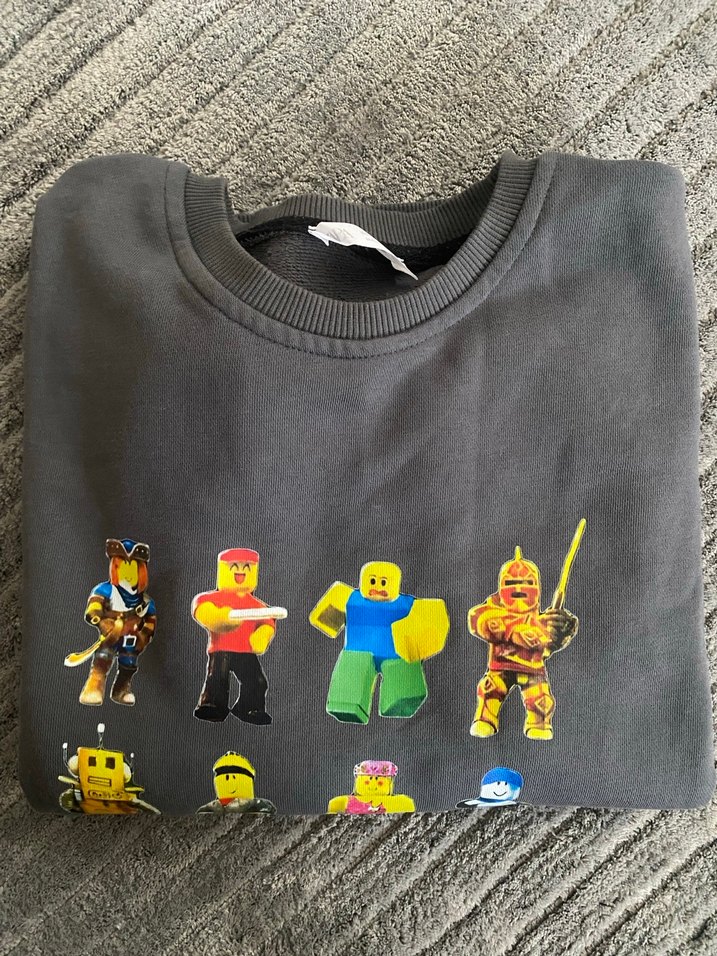 Roblox Baskılı Gri Erkek kız farketmez Sweatshirt - Görsel 4