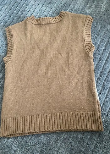 Bej V Yakalı Örgü Kadın Süveter - Görsel 6