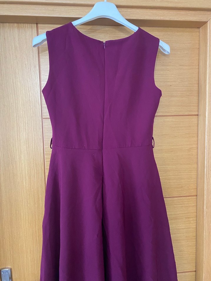 Mor Midi Boy Kolsuz Kadın Abiye Elbise - Görsel 5