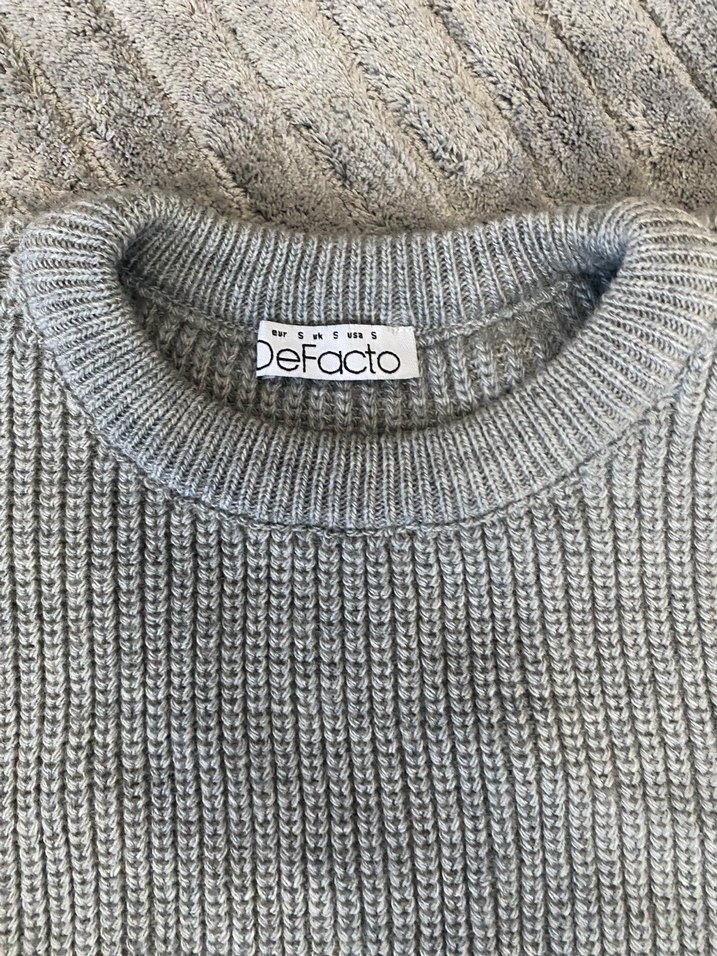 Gri Örgü Kadın Süveter - Görsel 2