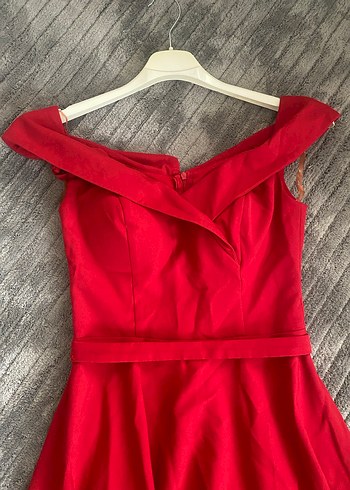 Kırmızı V Yakalı Mini Elbise - Görsel 9