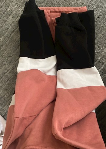 Pembe Siyah Renk Bloklu Kadın Sweatshirt - Görsel 6