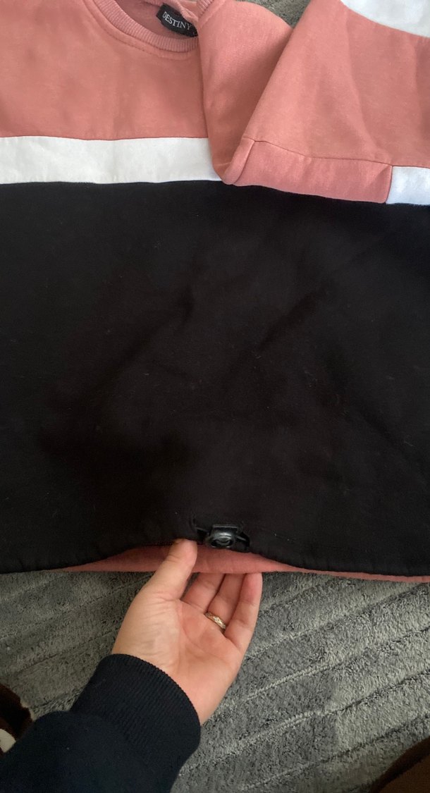 Pembe Siyah Renk Bloklu Kadın Sweatshirt - Görsel 4