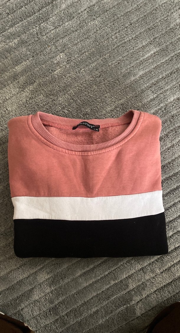 Pembe Siyah Renk Bloklu Kadın Sweatshirt - Görsel 5