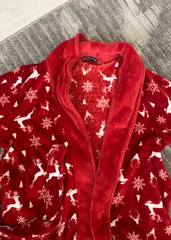 Kadın Kırmızı yılbaşı tema Desenli sabahlık gibi ama kalın - Görsel 5