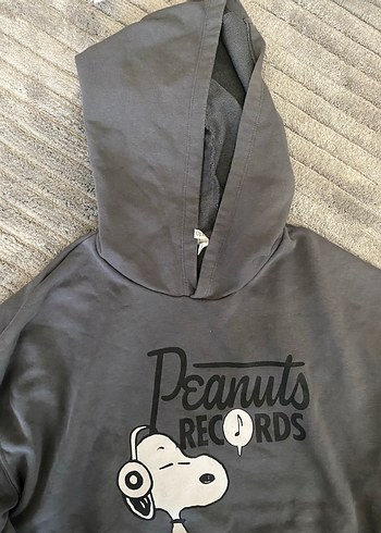 Gri Kapüşonlu Uzun Kollu Kız  Sweatshirt - Görsel 3