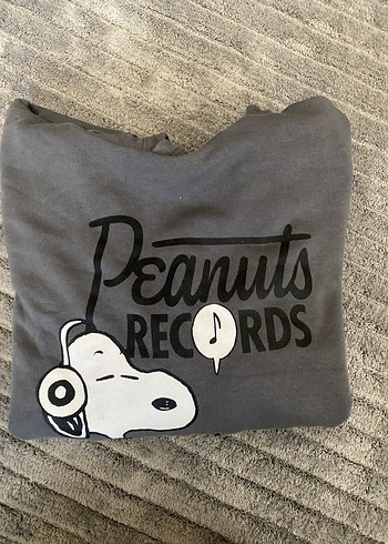 Gri Kapüşonlu Uzun Kollu Kız  Sweatshirt - Görsel 7