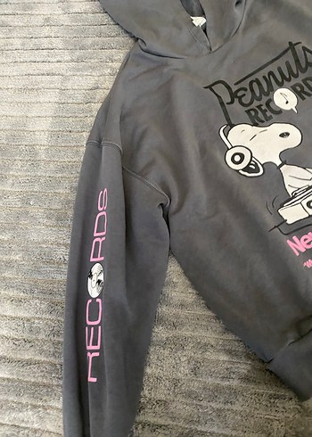 Gri Kapüşonlu Uzun Kollu Kız  Sweatshirt - Görsel 4