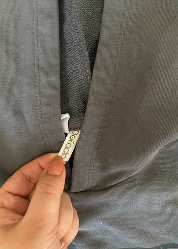 Gri Kapüşonlu Uzun Kollu Kız  Sweatshirt - Görsel 5