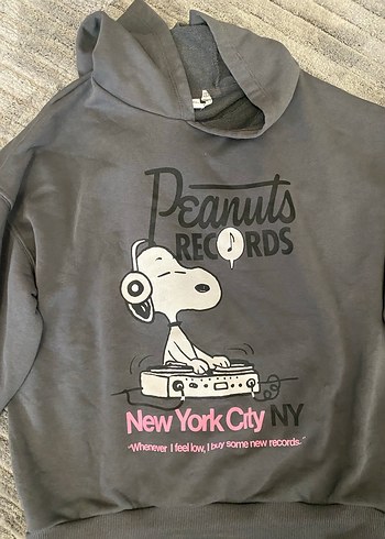 Gri Kapüşonlu Uzun Kollu Kız  Sweatshirt - Görsel 2