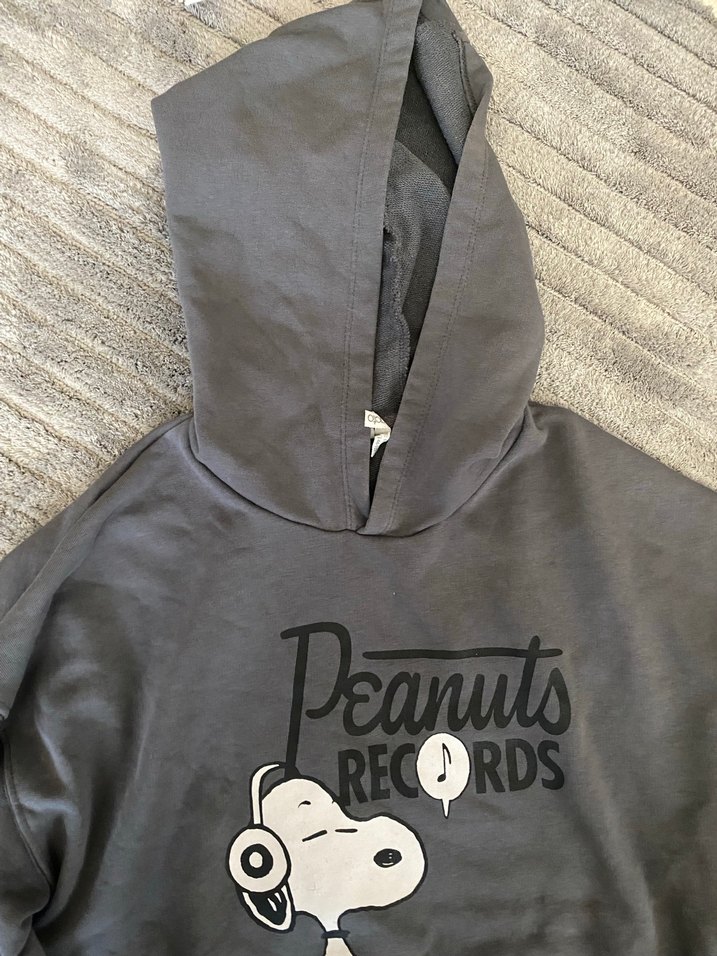 Gri Kapüşonlu Uzun Kollu Kız  Sweatshirt - Görsel 3