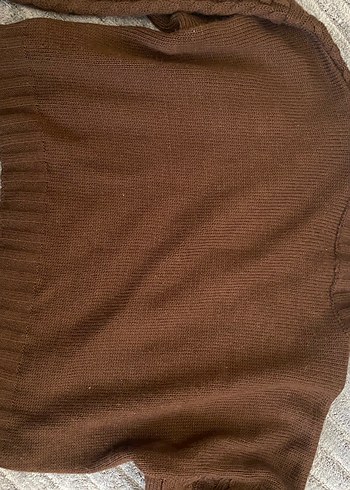 Kahverengi Örgü Kadın Kazak - Görsel 5