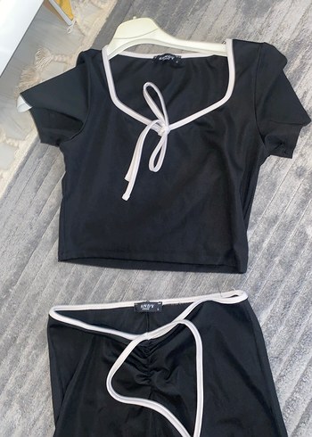 Kızlar için Siyah Halter Yaka İkili Takım - Görsel 4