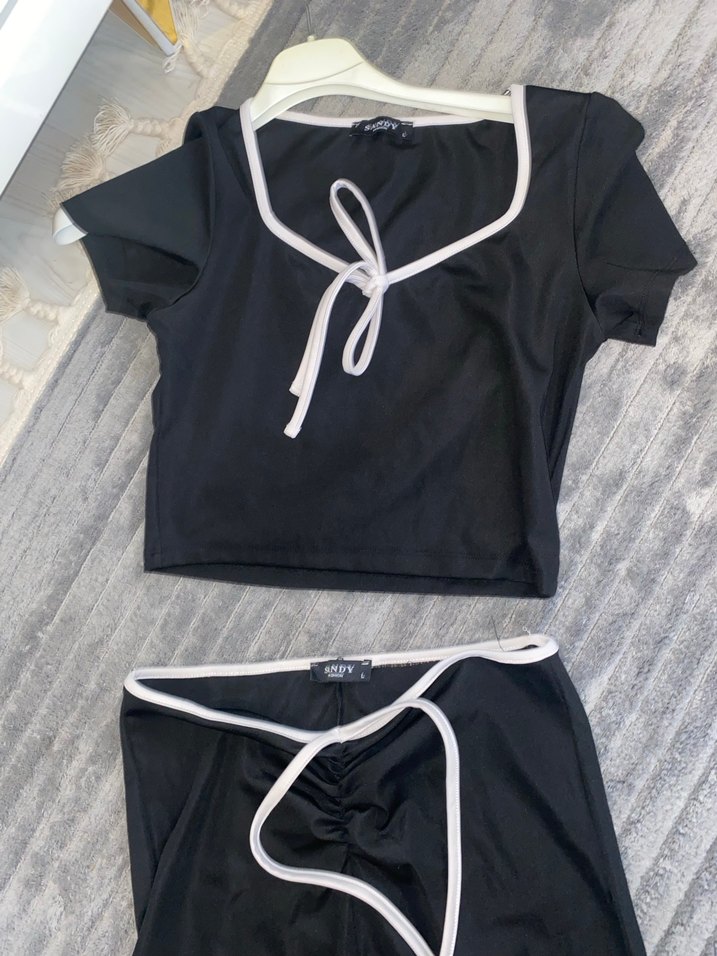 Kızlar için Siyah Halter Yaka İkili Takım - Görsel 4