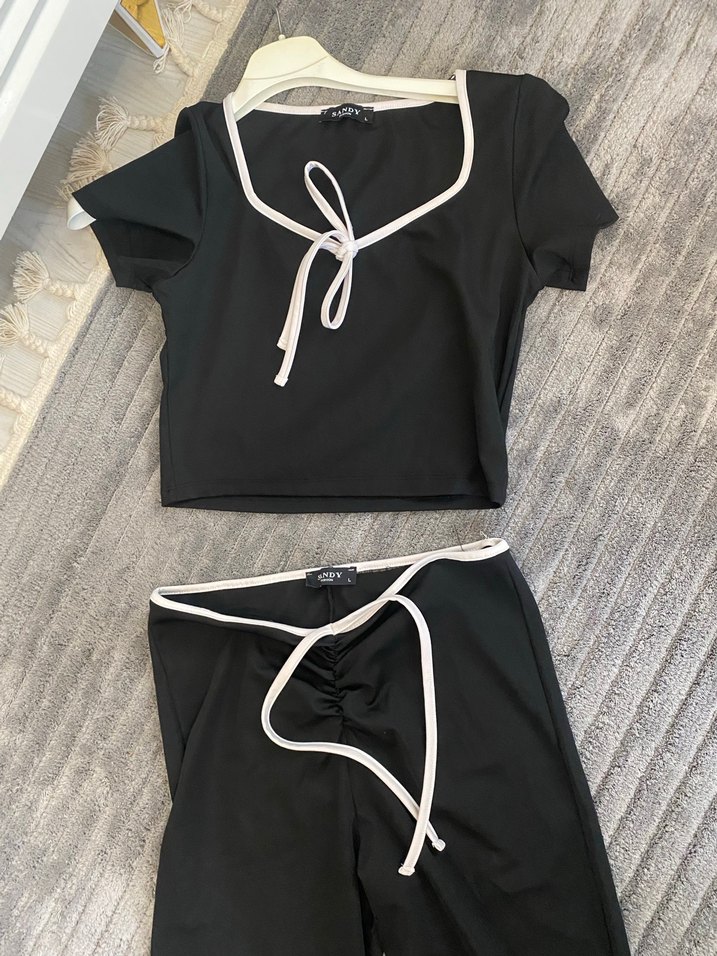 Kızlar için Siyah Halter Yaka İkili Takım - Görsel 3