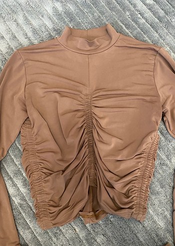 Bej Kadın Pilili Uzun Kollu Bluz - Görsel 2