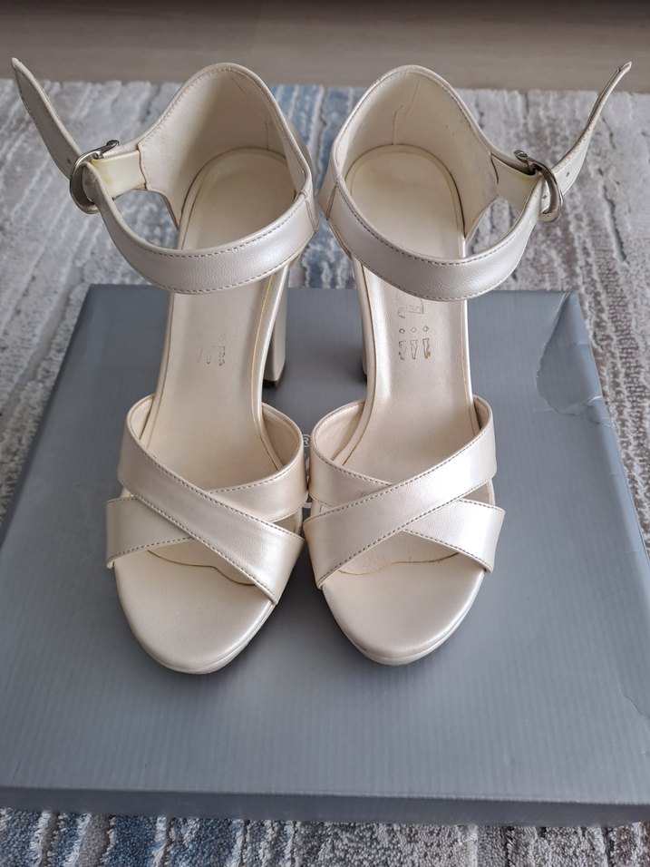 Beyaz Platform Topuklu Kadın Abiye Ayakkabı - Görsel 2