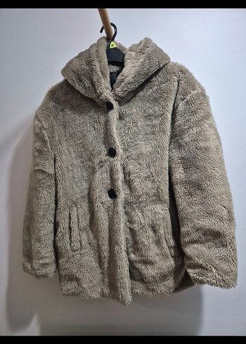 Kahverengi Kapüşonlu Kadın Suni Kürk Mont - Görsel 3