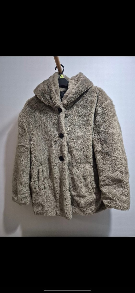 Kahverengi Kapüşonlu Kadın Suni Kürk Mont - Görsel 3