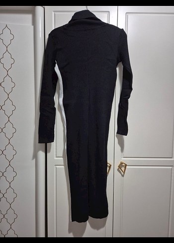 Siyah Yüksek Yaka (boğazlı) Uzun Kollu Kadın Triko Elbise - Görsel 5