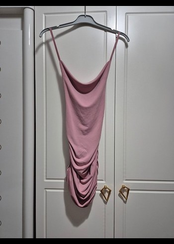 Pudra Drapeli Mini Elbise - Görsel 3