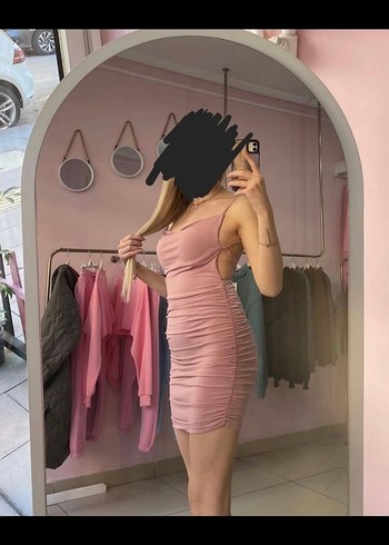 Pudra Drapeli Mini Elbise - Görsel 2