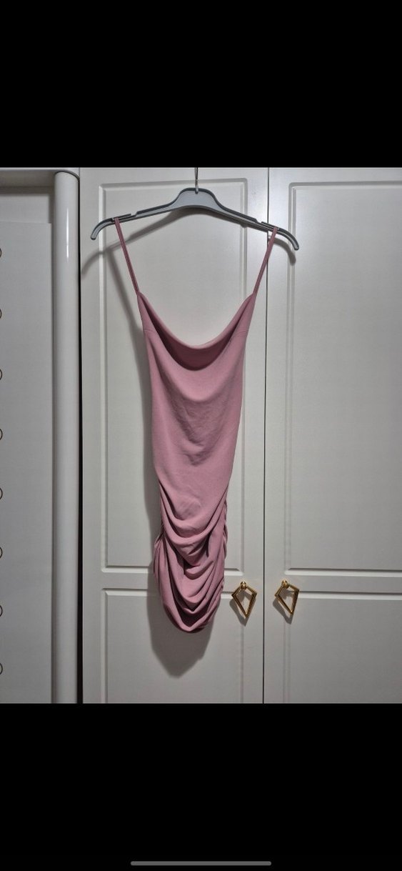 Pudra Drapeli Mini Elbise - Görsel 3