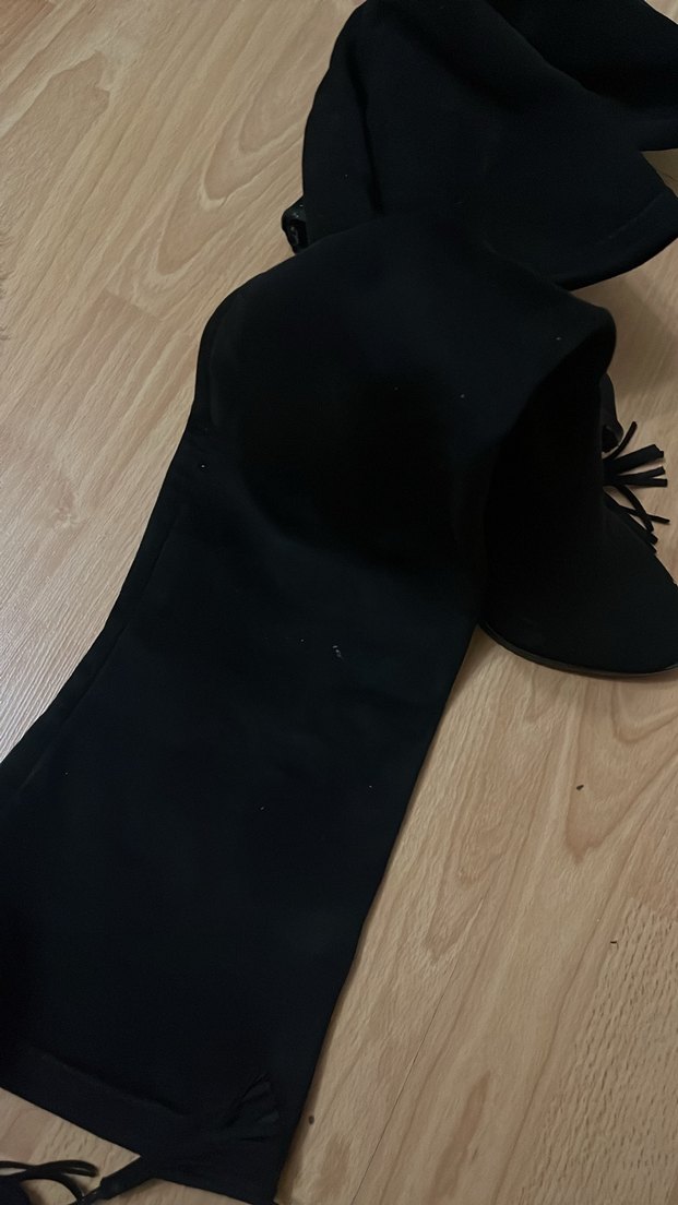 Siyah süet çorap çizme - Görsel 4