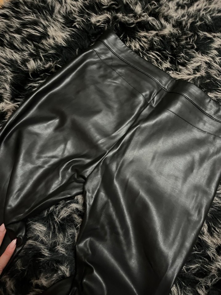 Kadın Siyah Deri Pantolon - Görsel 2