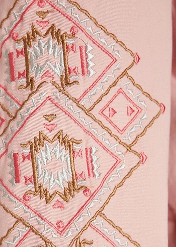 Pembe Nakışlı Kapüşonlu Kadın Ceket - Görsel 2