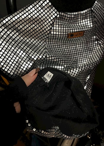 Parlak Gri Pullu Sokak Stili Köpek Kıyafeti - Görsel 2