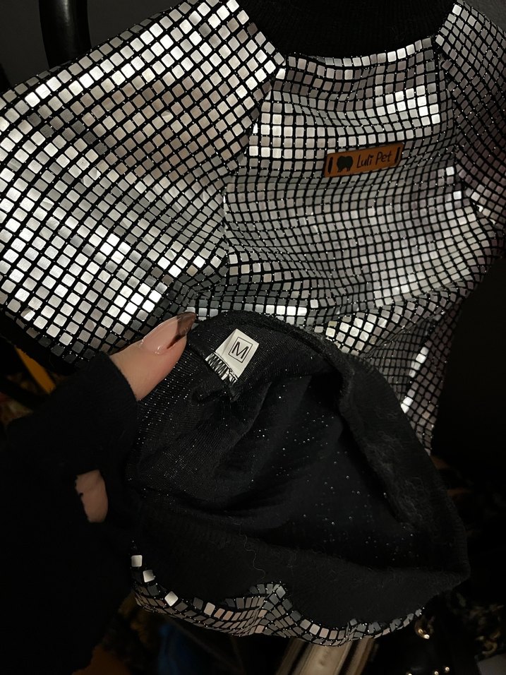 Parlak Gri Pullu Sokak Stili Köpek Kıyafeti - Görsel 2