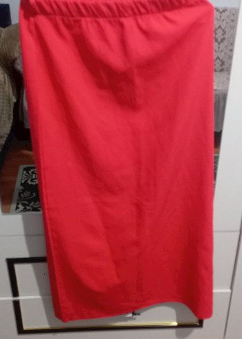 Kırmızı Drapeli Uzun Kadın Etek - Görsel 2